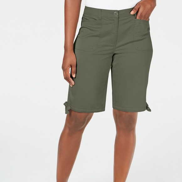 Karen Scott Pants - Karen Scott Tie-Hem Shorts Cargo Bermuda New